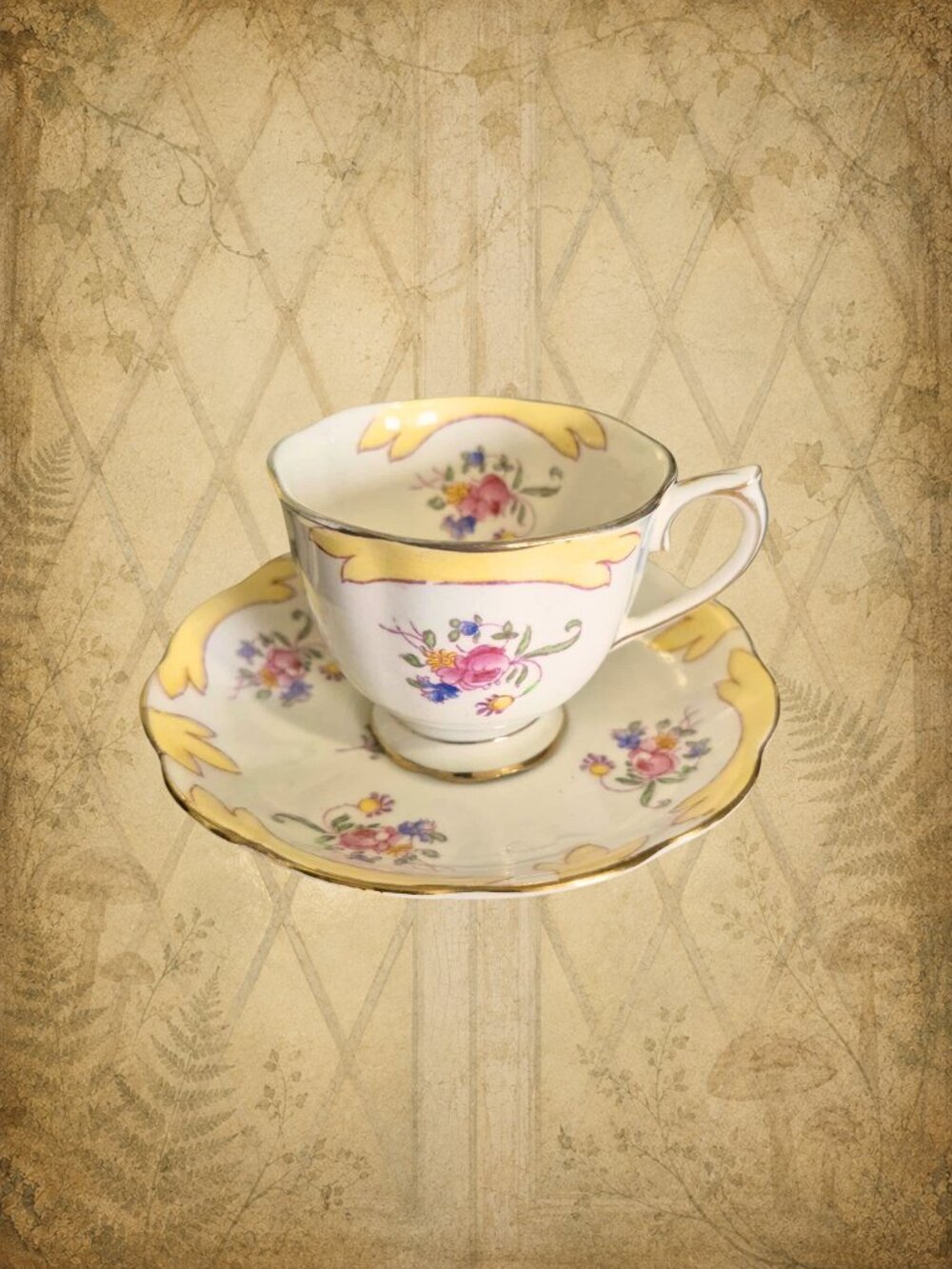 ROYAL ALBERT Crown China Vintage Yellow Mini Tea Cup
